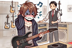 ギターの試奏が恥ずかしい