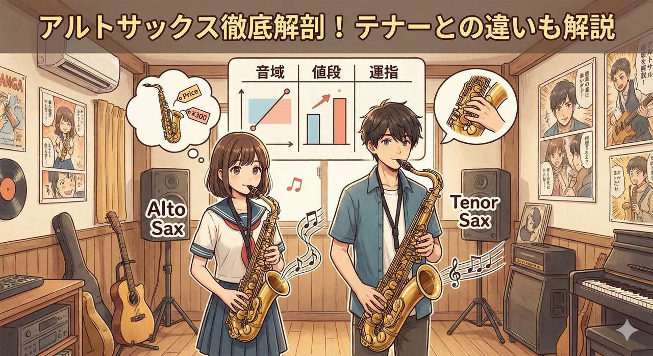 アルトサックスの特徴、音域・値段・運指・テナーサックスとの違い