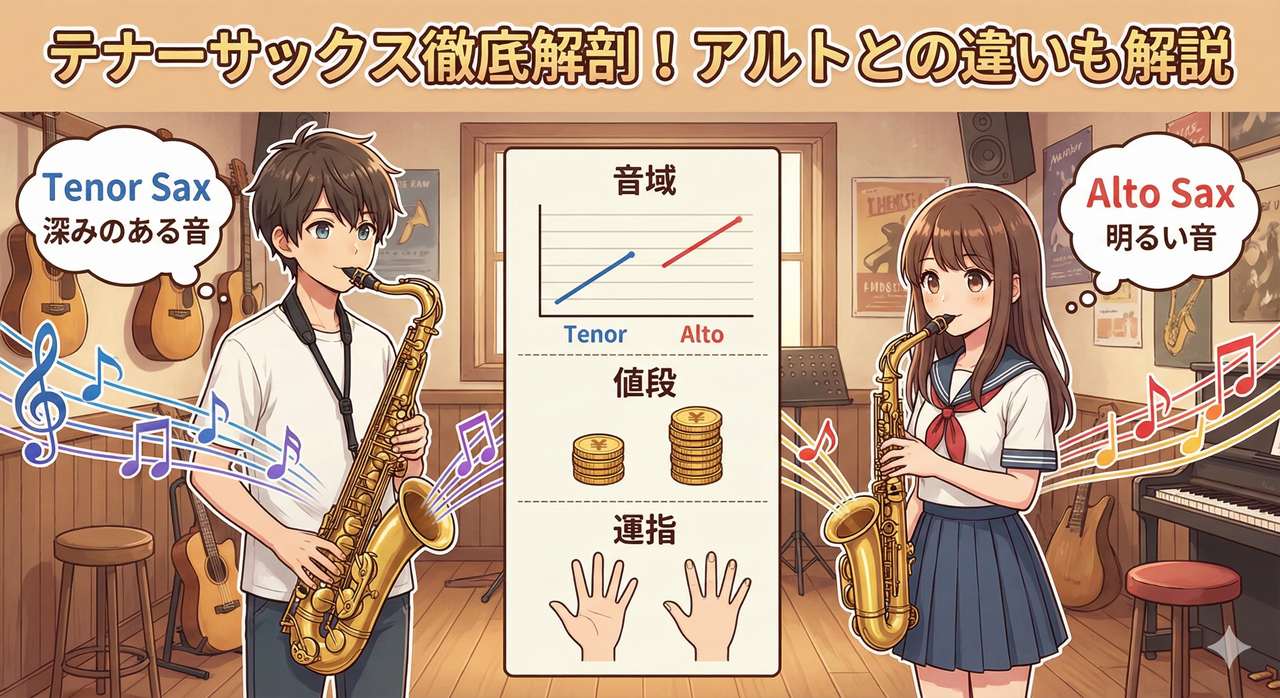 テナーサックスの特徴、音域・値段・運指・アルトサックスとの違い