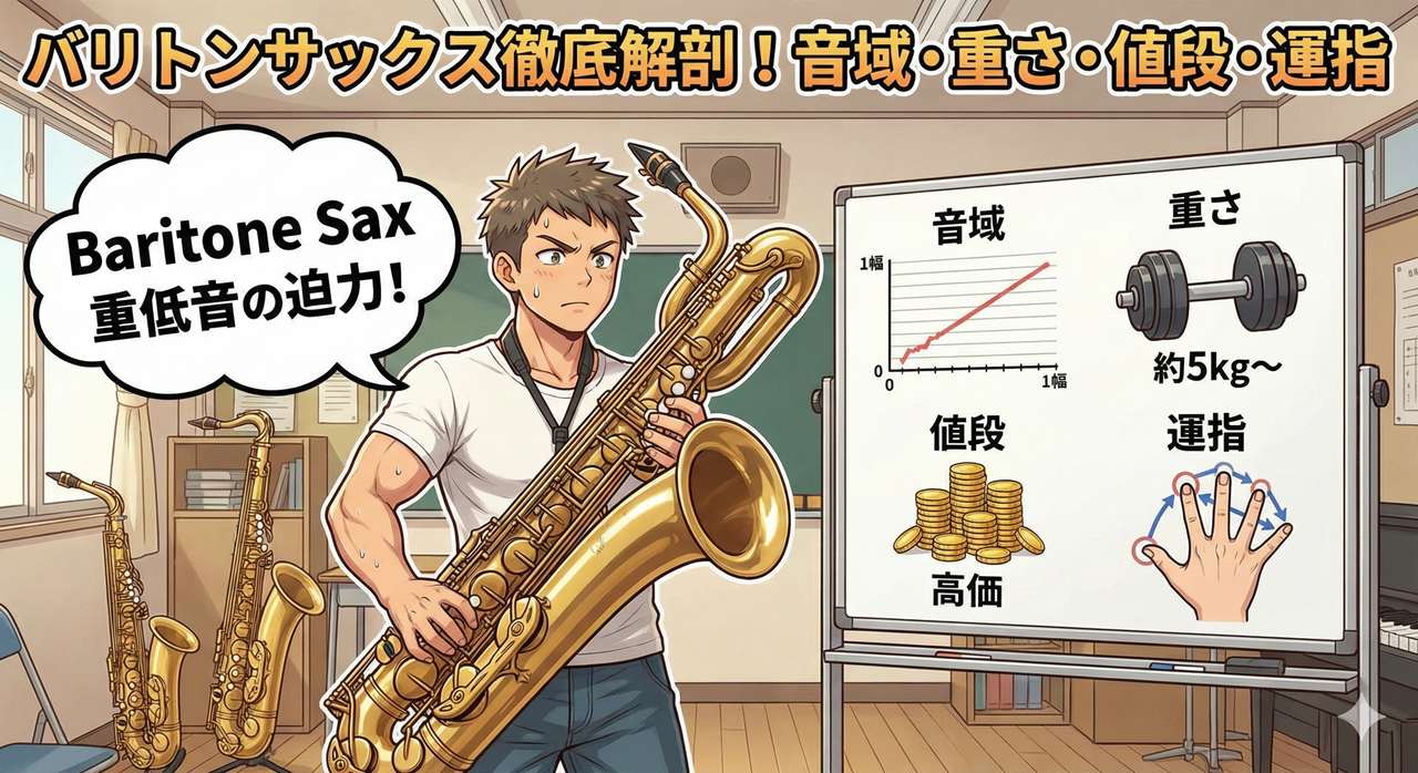 バリトンサックスの特徴、音域・重さ・値段・運指