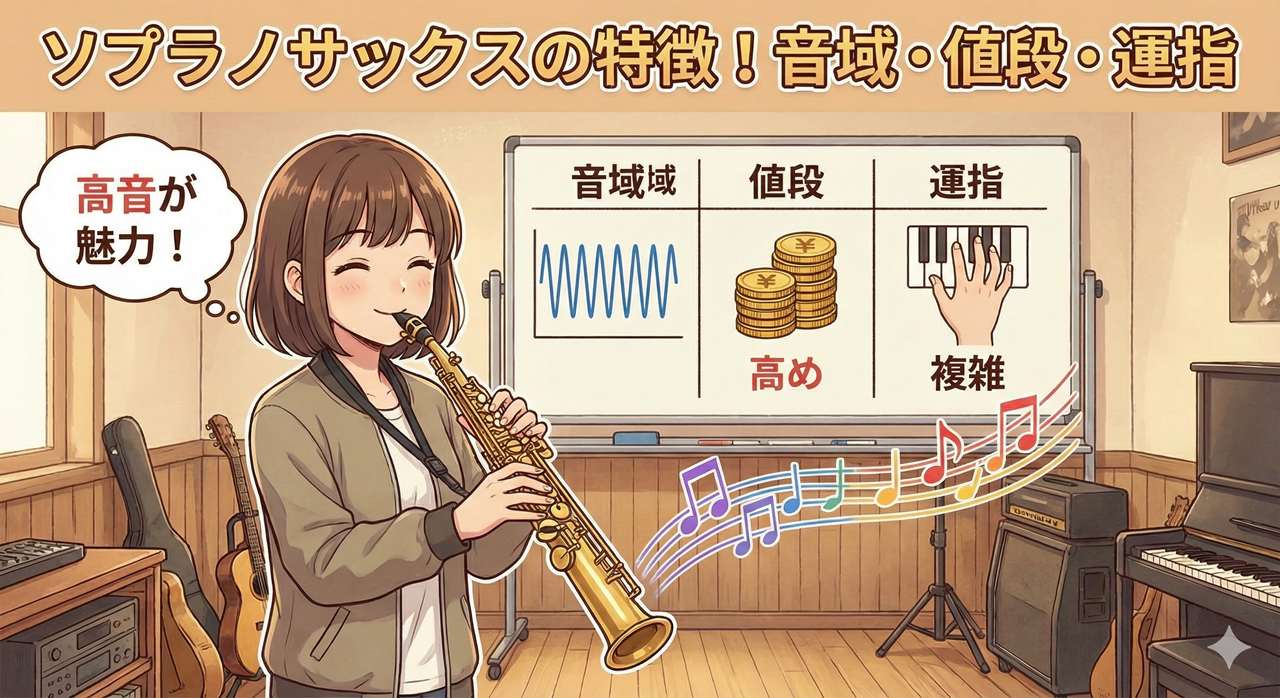 ソプラノサックスの特徴、音域・値段・運指