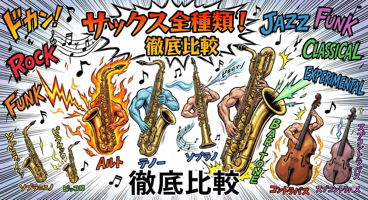 サックスの種類は?アルト・テナー・ソプラノ・バリトンなど音域や音色、人気を比較!